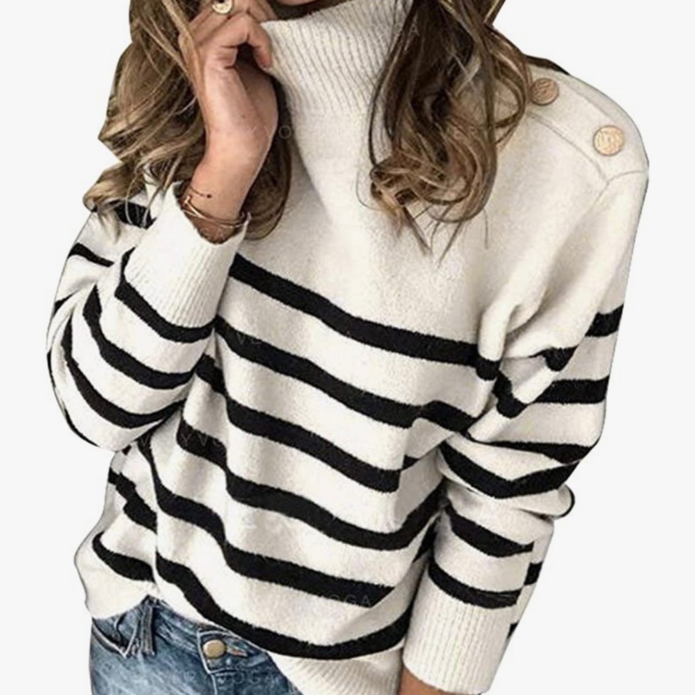 Women’s Striped Turtleneck Sweater
